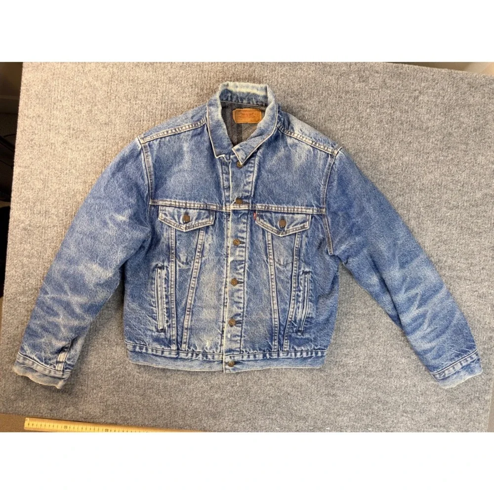 Vintage Levis 70506 0316 Denim Jacket Mens 46 Blue Blanket Lined Made in USA Y2K